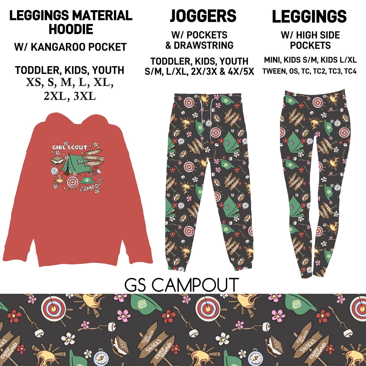 302BT - GS Campout Leggings Material Hoodie/Leggings/Full Joggers - Preorder Due 10/25 ETA: Late Dec