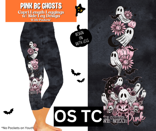 Pink BC Ghosts Capri Leggings w/ Side Leg Designs