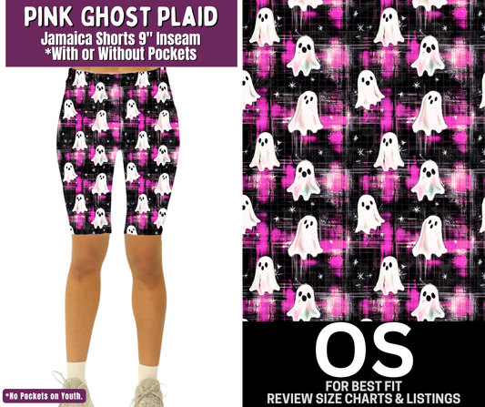 Pink Ghost Plaid Jamaica Shorts w/ Pockets