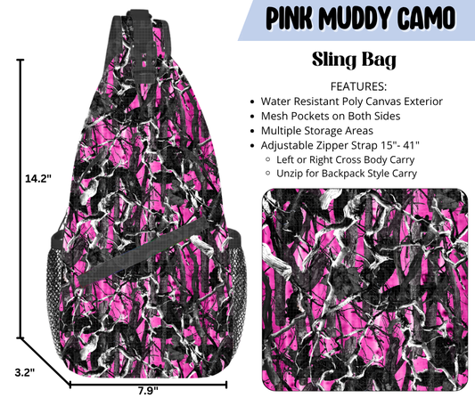 Pink Muddy Camo Sling Bag