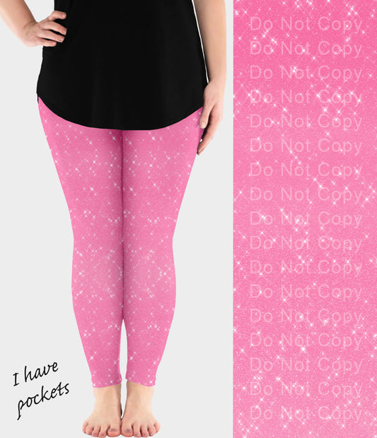 RTS - Pink Sparkle Leggings w/ Pockets