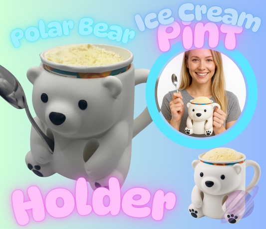 POLAR BEAR- 3D PRINTED ICE CREAM PINT HOLDER