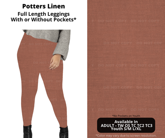 Preorder! Closes 1/8. ETA April. Potters Linen Full Length Leggings w/wo Pockets