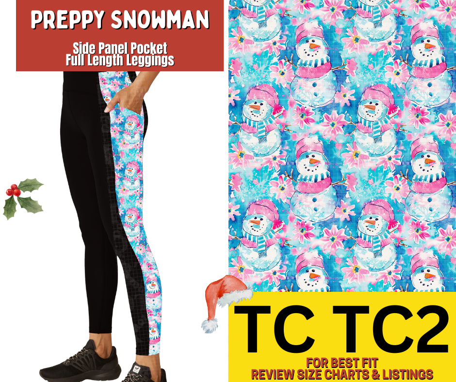 Preppy Snowman Side Panel Pocket Full Length Leggings