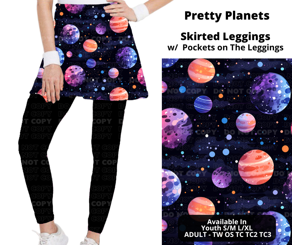 Preorder! Closes 11/25. ETA Jan. Pretty Planets Skirted Full Length Leggings w/ Pockets