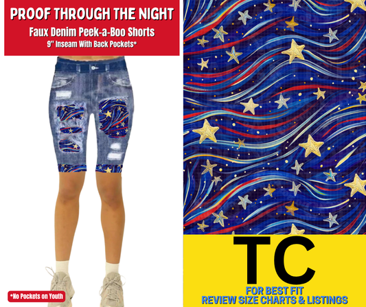 Proof Through The Night Faux Denim Peekaboo Jamaica Shorts
