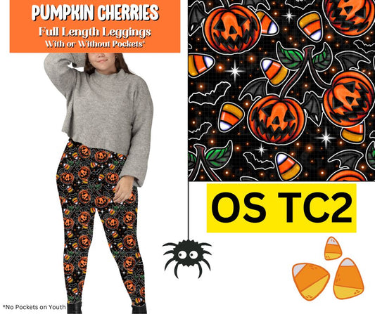 Pumpkin Cherries Full Length Leggings w/ Pockets