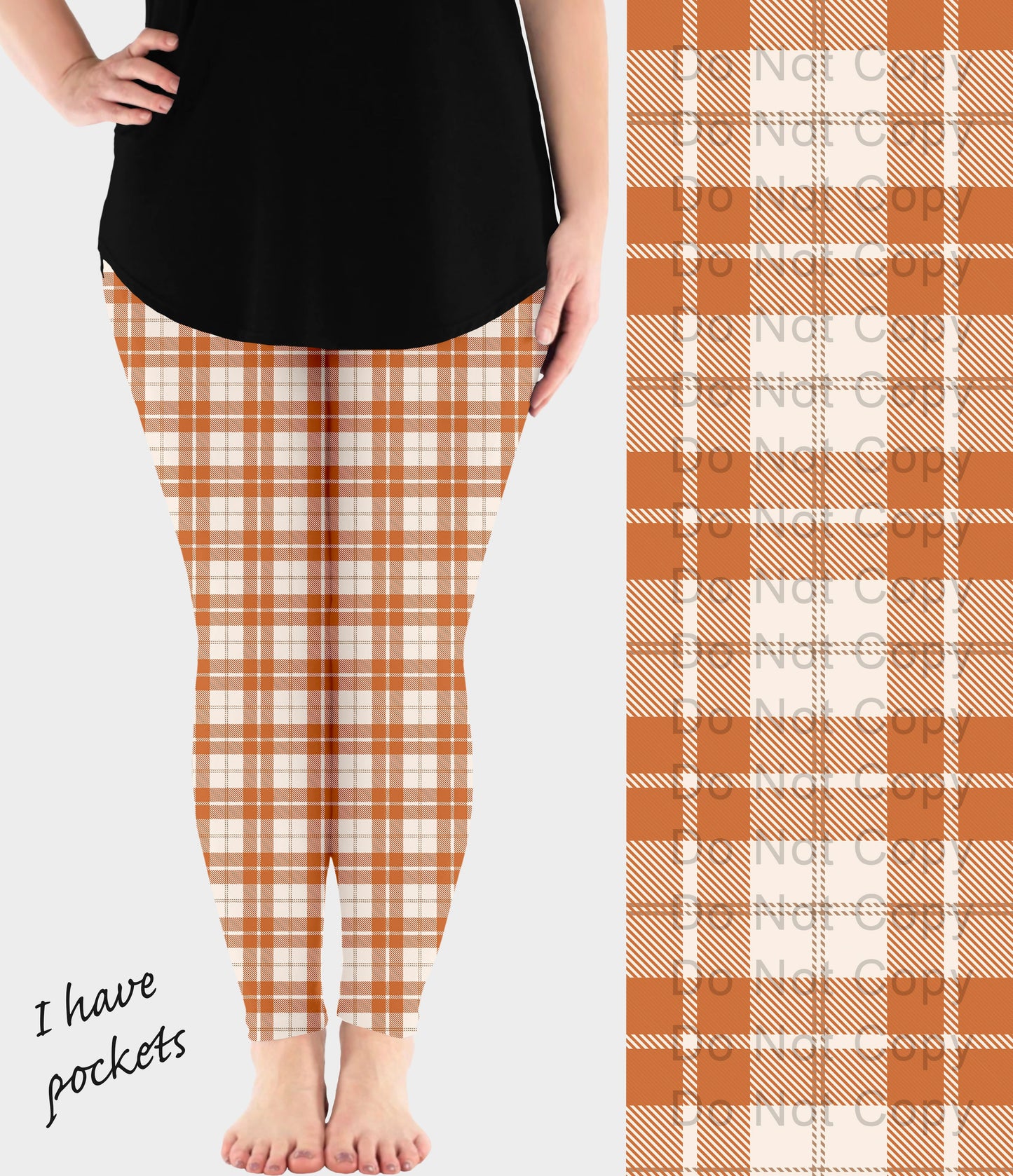 RTS - Pumpkin Patch Plaid Leggings w/ Pockets