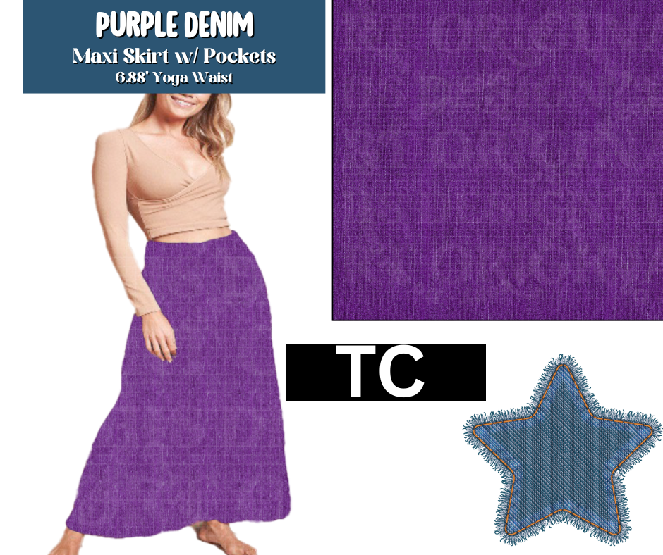 Purple Denim Maxi Skirt