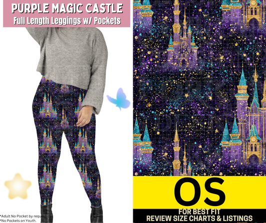 Purple Magic Castle Full Length Leggings w/ Pockets