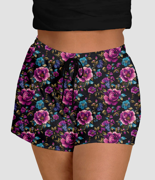 RTS - Purple and Blue Floral Jogger Shorts
