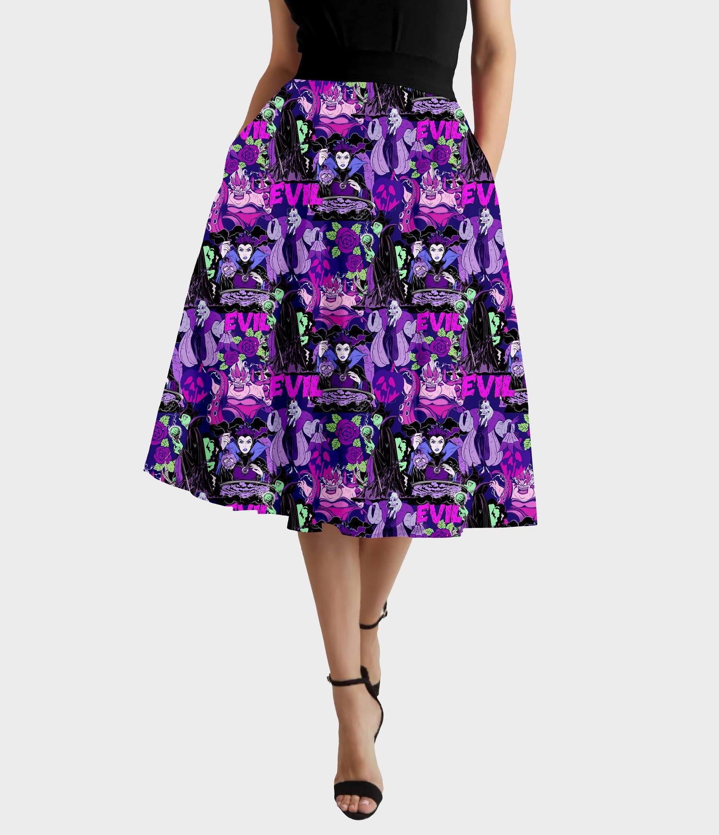 RTS - Purple Villains Swing Skirt w/ Pockets