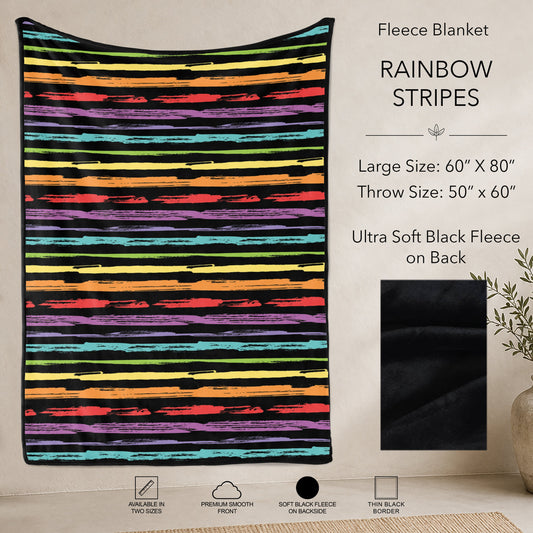 B304 - Pre-Order Rainbow Stripes Fleece Blanket (Closes 7/31. ETA: early Oct)