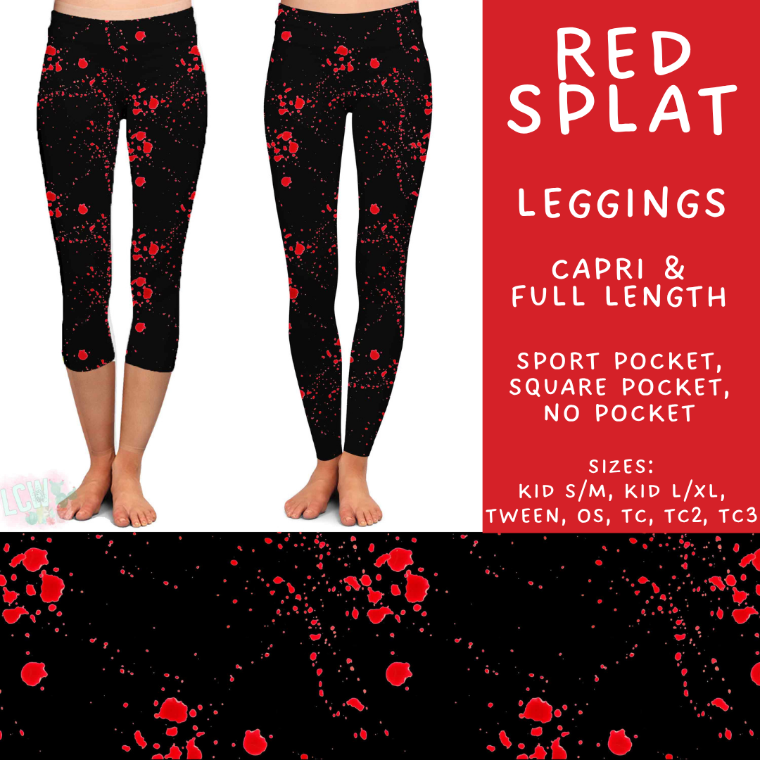 Batch #560 - Halloween 4 - Closes 7/26 - ETA late Sept - Red Splat Full and Capri Length Leggings