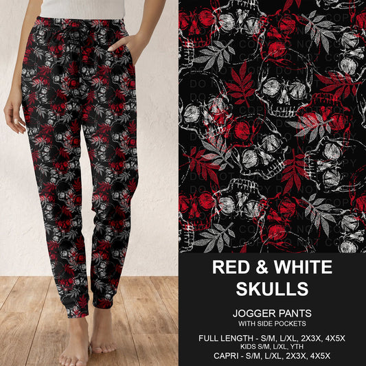 B318 - Preorder Red and White Skulls Joggers (Closes 10/25. ETA: late Dec.)