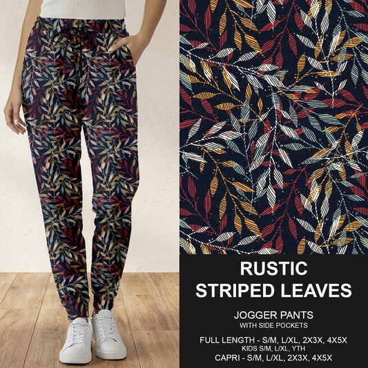 B308 - Preorder Rustic Striped Leaves Joggers (Closes 8/16. ETA: late Oct.)