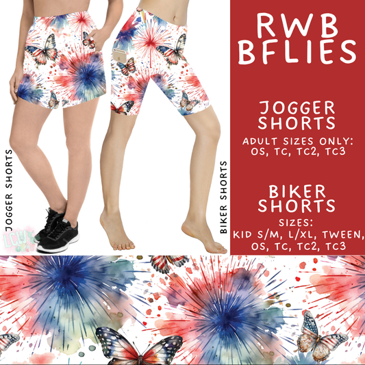 Batch #517 - 1776 Collection - Closes 4/15 - ETA early/mid June - RWB BFlies Biker & Jogger Shorts