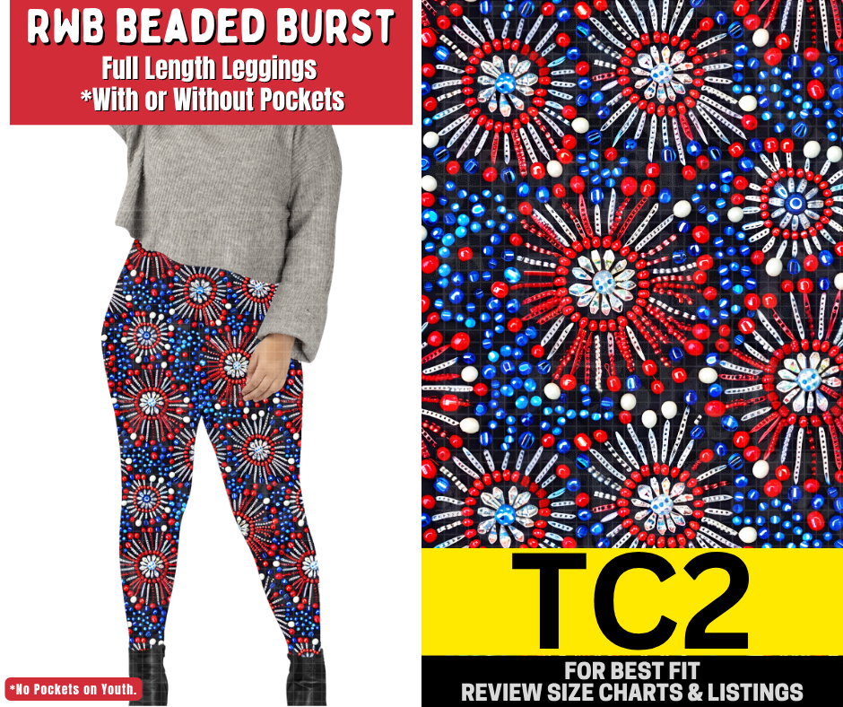 RWB Beaded Burst Full Length Leggings w/ Pockets