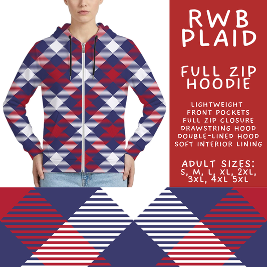 Batch #517 - 1776 Collection - Closes 4/15 - ETA early/mid June - RWB Plaid Full Zip Hoodie
