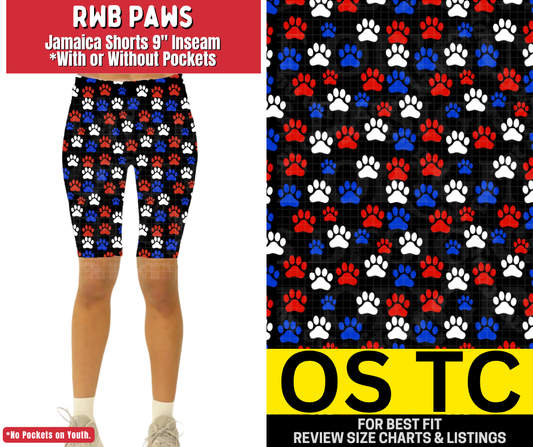 RWB Paws Jamaica Shorts w/ Pockets
