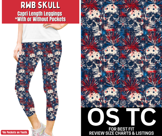 RWB Skull Capri Length Leggings w/ Pockets