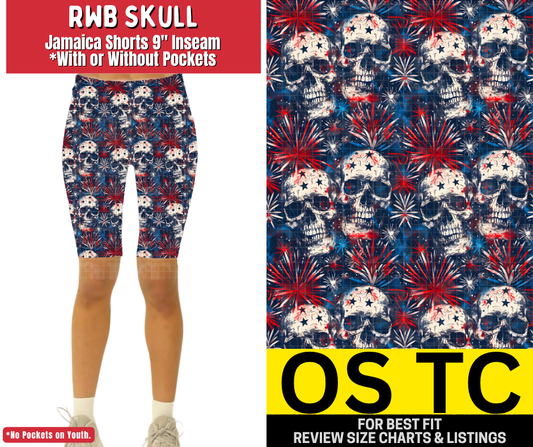 RWB Skull Jamaica Shorts w/ Pockets