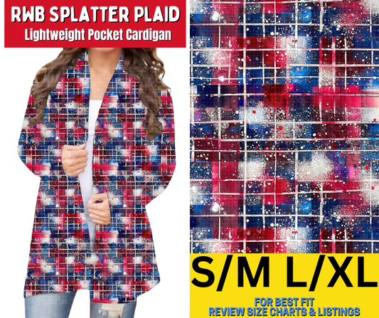 RWB Splatter Plaid Pocket Cardigan