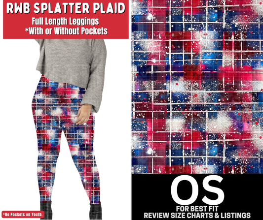 RWB Splatter Plaid Full Length Leggings w/ Pockets