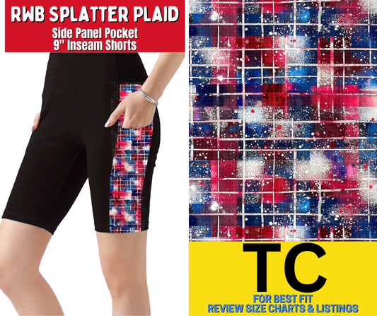 RWB Splatter Plaid Side Panel Pocket Jamaica Shorts