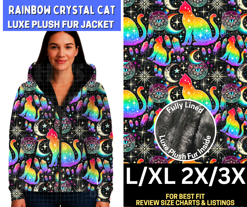 Rainbow Crystal Cat Luxe Fur Jacket