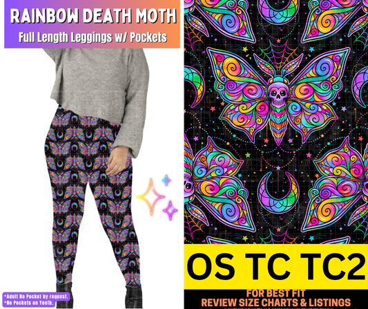 Rainbow Death Moth Full Length Leggings w/ Pockets