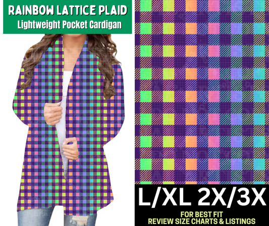 Rainbow Lattice Plaid Pocket Cardigan