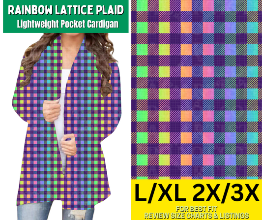 Rainbow Lattice Plaid Pocket Cardigan