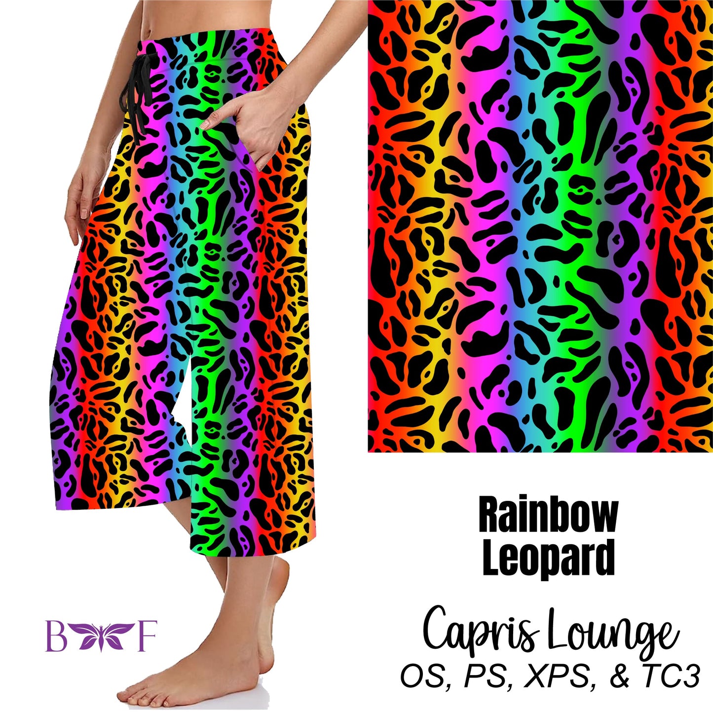 Rainbow Leopard Leggings ,Capris, Capris and Shorts