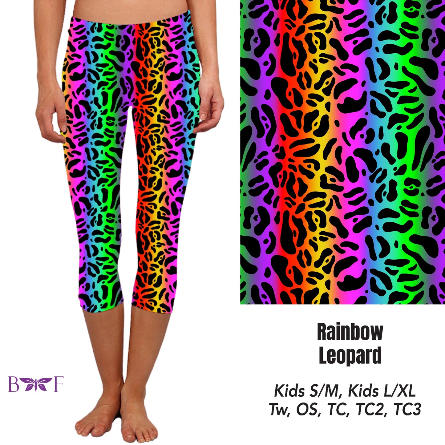 Rainbow Leopard Leggings ,Capris, Capris and Shorts