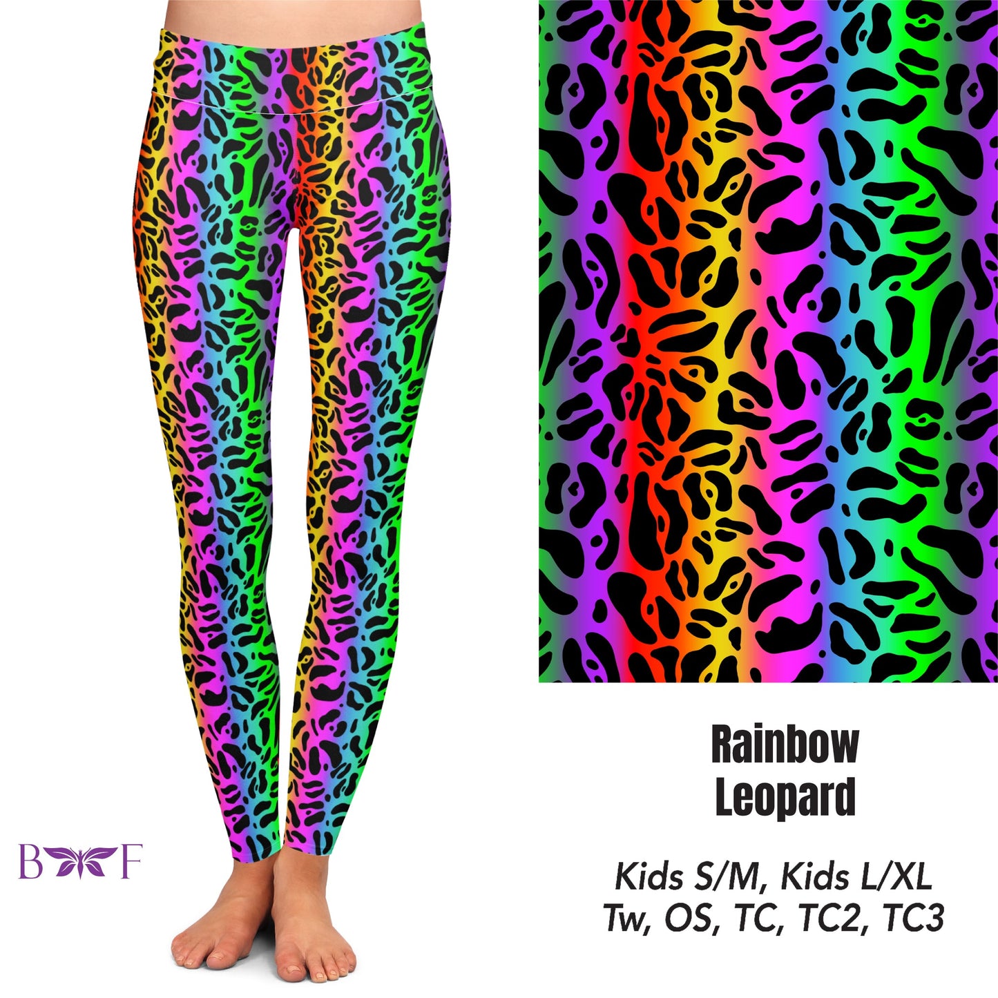 Rainbow Leopard Leggings ,Capris, Capris and Shorts