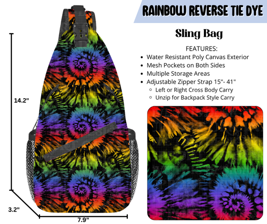 Rainbow Reverse Tie Dye Sling Bag