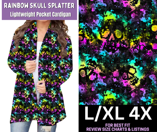 Rainbow Skull Splatter Pocket Cardigan