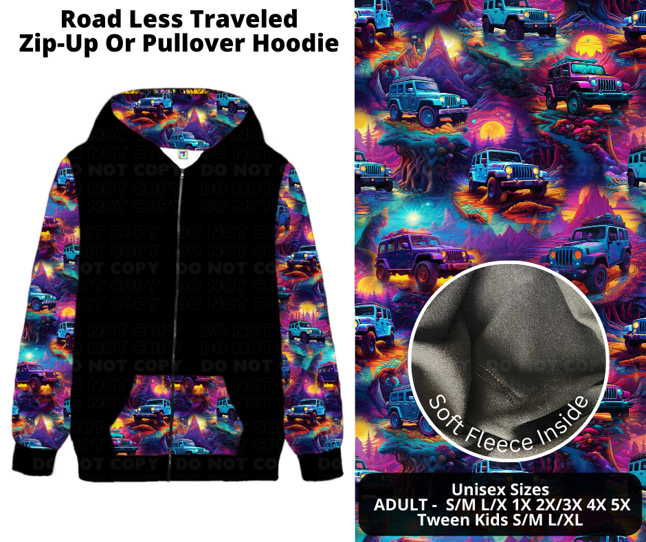 Preorder! Closes 11/27. ETA Feb. Road Less Traveled Zip-Up or Pullover Hoodie