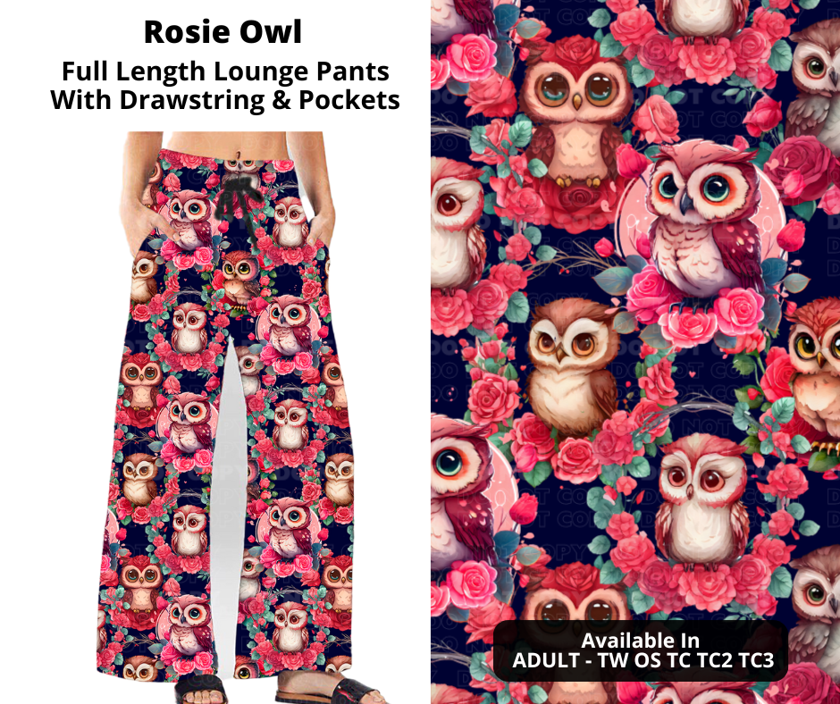 Preorder! Closes 11/28. ETA Feb. Rosie Owl Full Length Lounge Pants