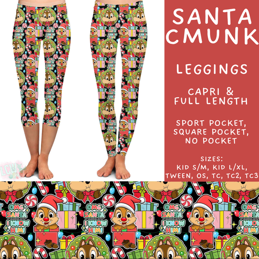 Batch #598 - Magical Character Christmas 2 - Closes 10/14 - ETA early Dec - Santa CMunk Full and Capri Length Leggings