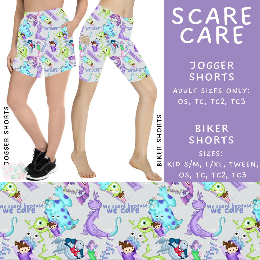 Batch #493 - Cool Characters 12 - Closes 2/18 - ETA mid April - Scare Care Biker & Jogger Shorts