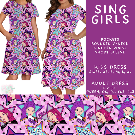 Batch #521 - Cool Characters 14 - Close 4/24 - ETA late June - Sing Girls Adult & Kids Dresses