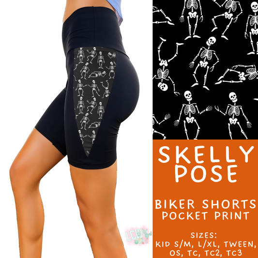 Batch #568 - Halloween Spooky Sets 3 - Closes 8/12 - ETA early October - Skelly Pose Side Panel Biker Shorts