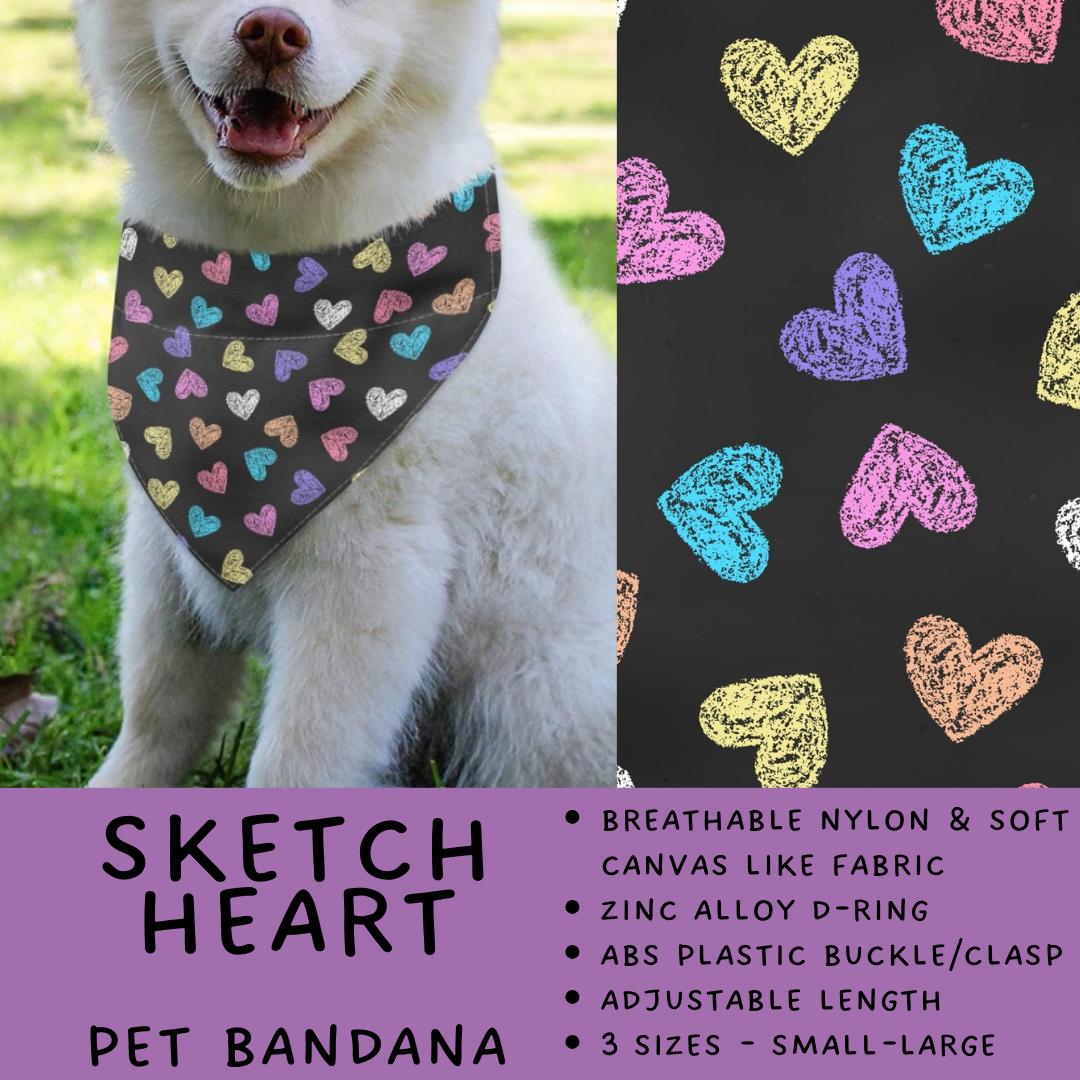 Ready To Ship - Sketch Heart Pet Collar Bandana