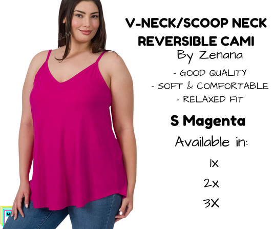 PLUS V-Neck/Scoop Neck Reversible Cami - S Magenta