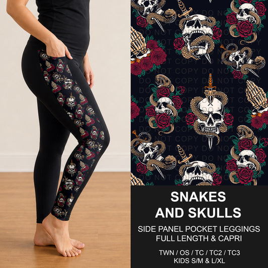 B318 - Preorder Snakes and Skulls Side Panel Pocket Leggings (Closes 10/25. ETA: late Dec.)