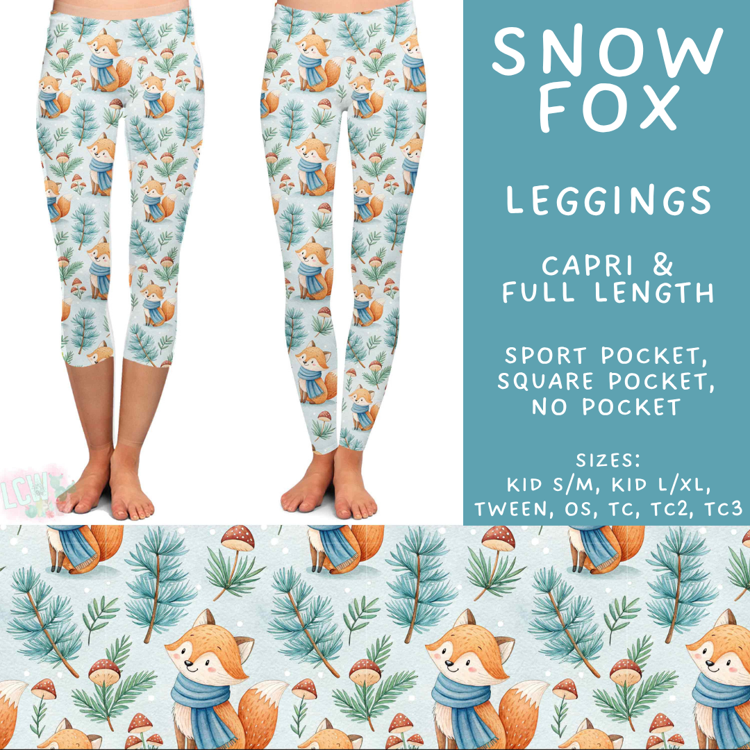 Batch #611 - Winter Collection - Closes 11/9 - ETA early/mid Jan - Snow Fox Full and Capri Length Leggings