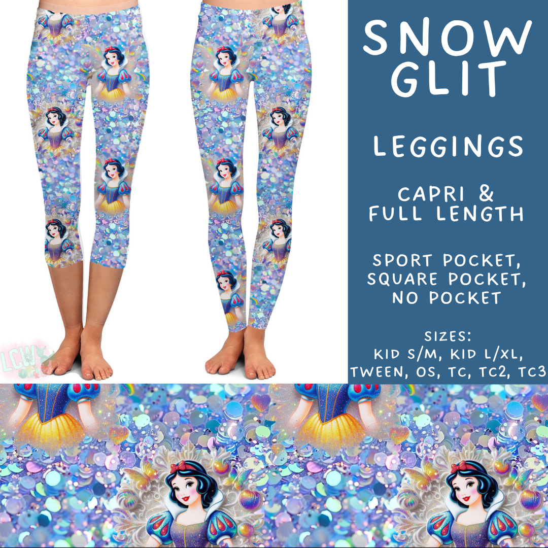 Batch #557 - Princess Glitter - Closes 7/17 - ETA mid Sept - Snow Glit Full and Capri Length Leggings