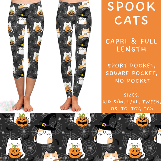 Ready To Ship - Spook Cats Full Length Leggings - Square Pocket TC2